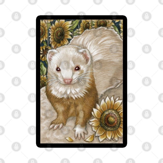 The Sunflower Ferret - Black Outlined Version by Nat Ewert Art