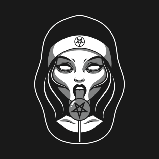 Satanic nun face with pentagram T-Shirt