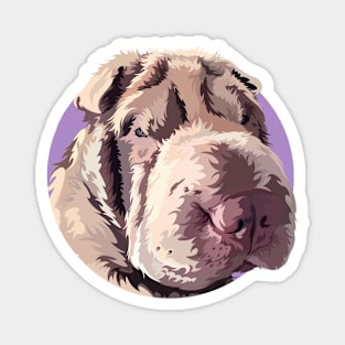 Sweet Shar Pei Gemma Stylized Portrait Art with Lilac background Magnet