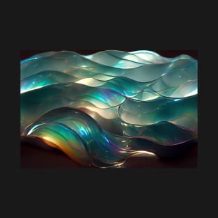 Iridescent Holograms Painted Glass Waves T-Shirt