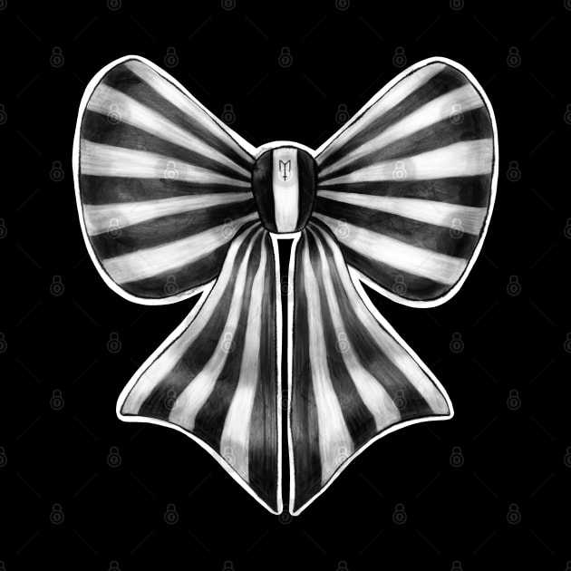 Black and White Striped Bow by Metal Tea