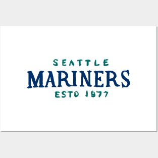 Vintage Running Baseball Player - Seattle Mariners (White Mariners Wordmark)  - Seattle Mariners - Posters and Art Prints