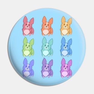 Nine Colorful Corgis Pin