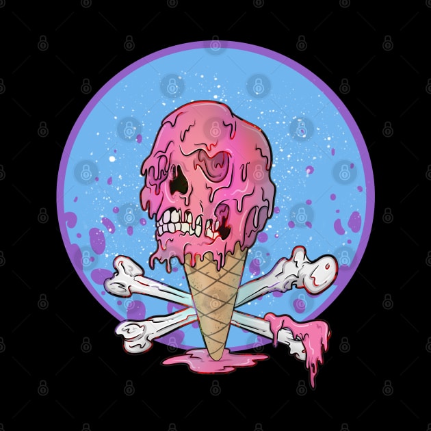 Screaming Ice Cream Dripping Skull by Trendy Black Sheep