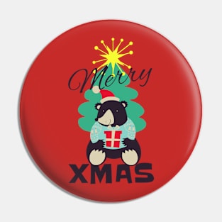 Merry Xmas Bear Pin