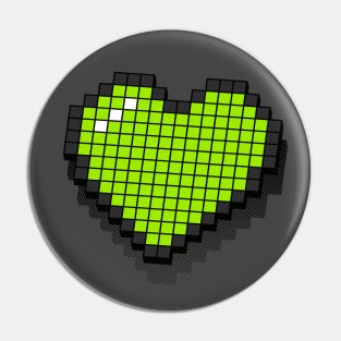 Retro Pixel Heart - Neon Green 3D [Rx-Tp] Pin