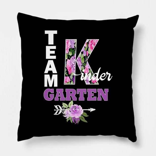 Kindergarten Team Student Teacher Pretty Floral Arrow School Pillow by Kimmicsts