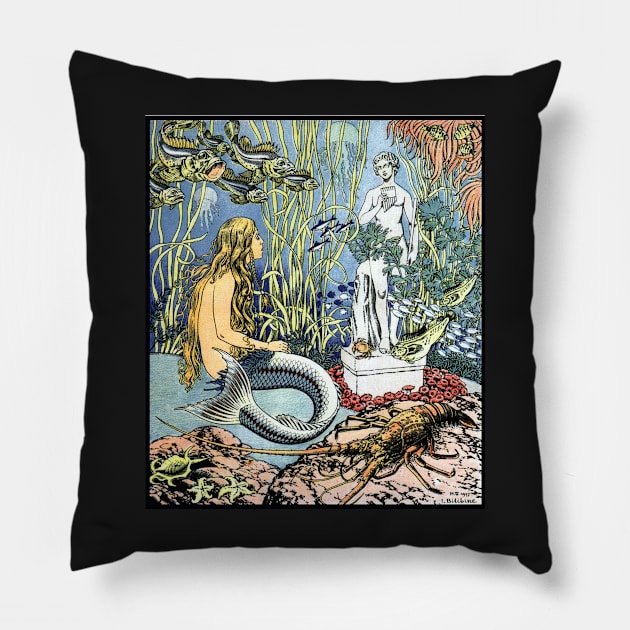 The Little Mermaid Finds a Statue - Ivan Bilibin Pillow by forgottenbeauty