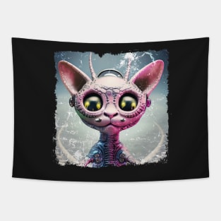 VINTAGE PINK ALIEN KITTY Tapestry