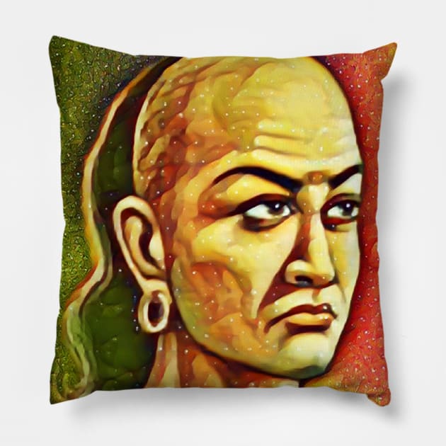 Chanakya Snow Portrait | Chanakya Artwork 15 Pillow by JustLit