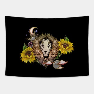 Awesome lion with flowers Tapestry