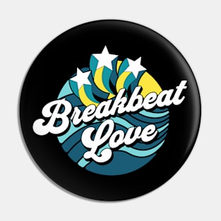 BREAKBEAT  - Love Waves Stars (white/blue/yellow) Pin