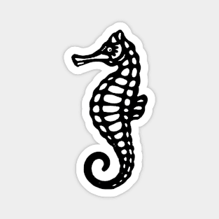 Black Seahorse Magnet