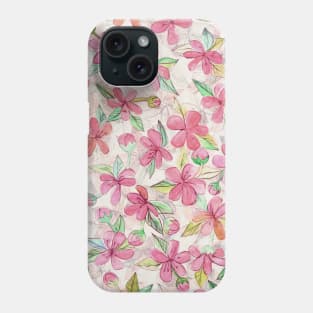 Pink Painted Blossom Pattern Phone Case