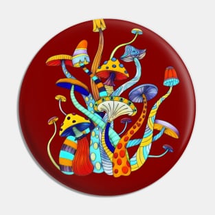 Retro Mushroom Hippie Art Pin