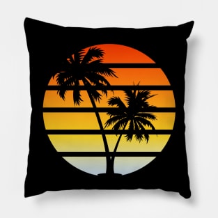 Orange sunset palm tree design Pillow