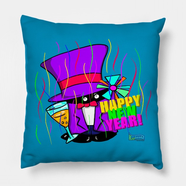 Kapheadz™ Happy New Year! Pillow by skrbly