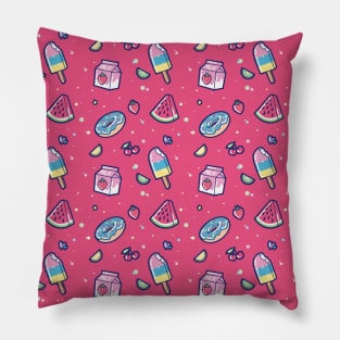 Summer food pattern - cute food and drink Pillow