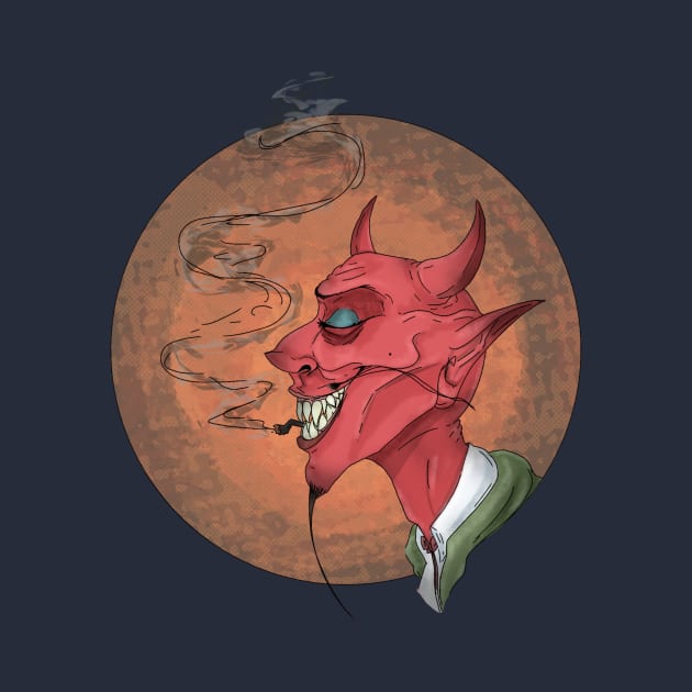 Devil face smoking cigarette by Mimigshep