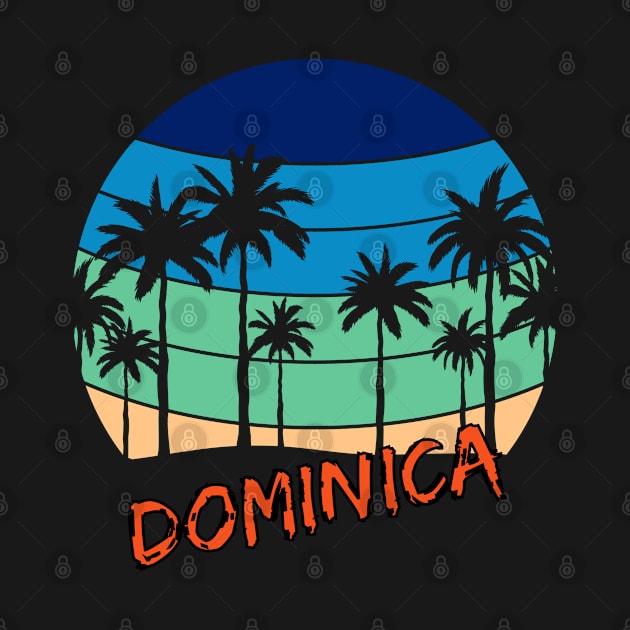 Dominica Retro Vintage Sunset Beach Design by eliteshirtsandmore