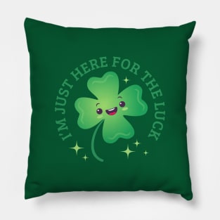 Cute four leaf lucky clover in cute kawaii style Pillow