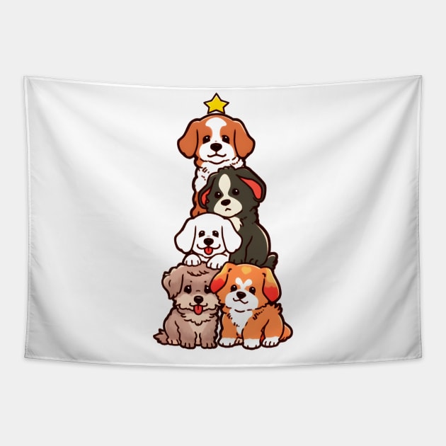 Christmas Dogs Tree Tapestry by xuanxuanshop