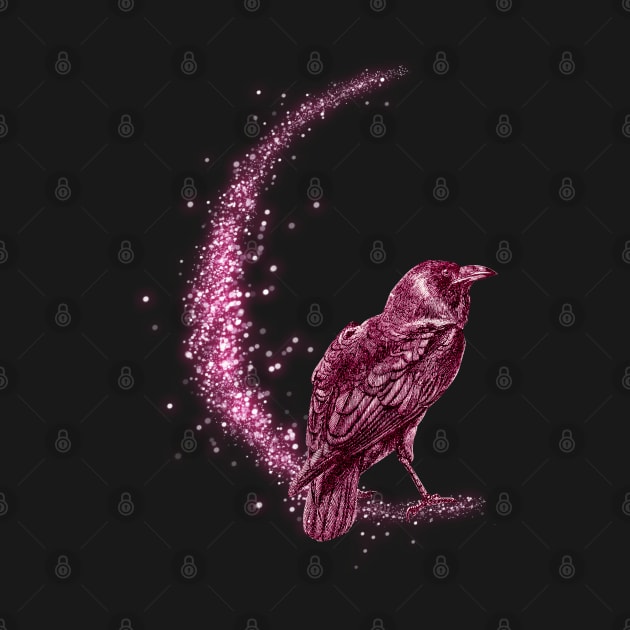 Pink Raven -  Spirit Animal moon magic by sharanarnoldart