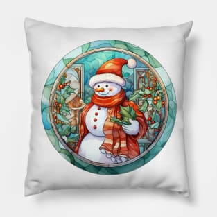 Snowman and Holly Pillow