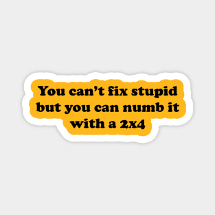 You can’t fix stupid but you can numb it with a 2x4 Magnet