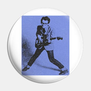 Elvis Vintage Blue Halftone Pin