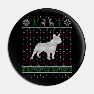 French Bulldog Ugly Christmas Sweater Gift For Dog Lover Pin