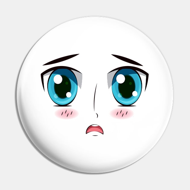 Cute, Kawaii Anime Girl Face Pin by ArkiLart Design