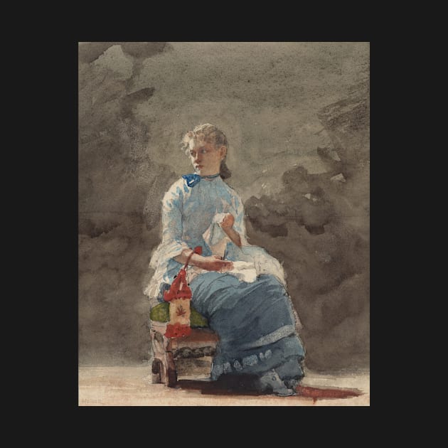 Young Woman Sewing by Winslow Homer by Classic Art Stall