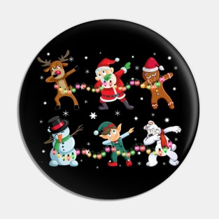 Funny Dabbing Santa and Friends TShirt Christmas Gift Pin