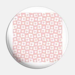 Floral Checker Board - pastel blush pink Pin