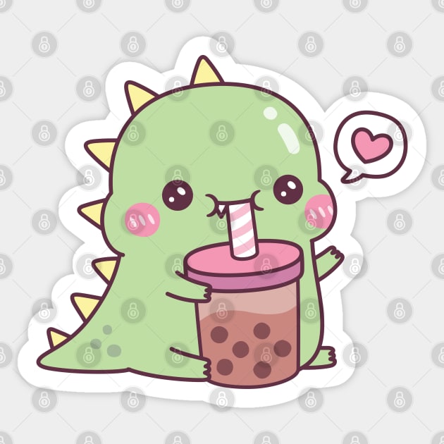 Cute Little Dino Loves Milk Sticker for Sale by rustydoodle