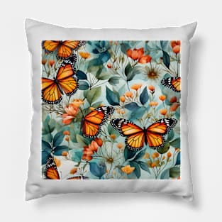 Monarch Butterflies Watercolor 22 Pillow