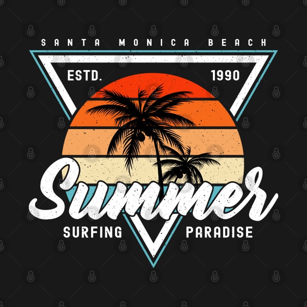 Retro Sunshine Santa Monica Beach Summer Surfing Paradise by Msafi