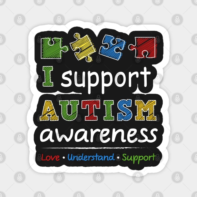 Support Autism Awareness Puzzle Pieces Magnet by specaut