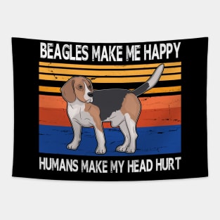 Beagles Make Me Happy Humans Make My Head Hurt Summer Holidays Christmas In July Vintage Retro Tapestry