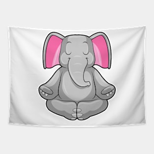 Elephant at Yoga in Cross-legged Tapestry