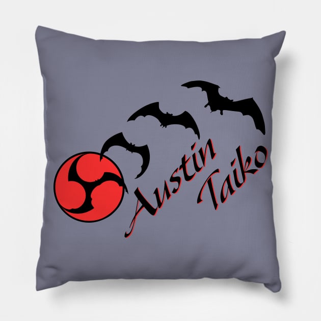AT Bat Mitsudomoe black red Pillow by Austin Taiko