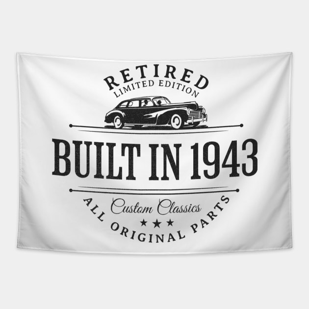 1943 Retired Parts Retirement Birthday Tapestry by Contentarama