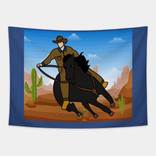 Rodeo Riding On A Horse Tapestry