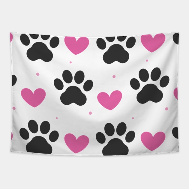 Cat Paws Valentine Cups Tapestry by MarinasingerDesigns