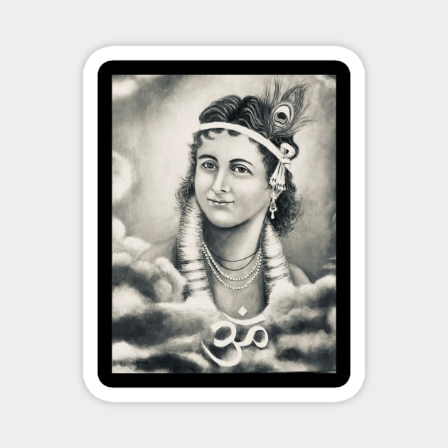 Lord Krishna painting Magnet by sukhpalgrewal