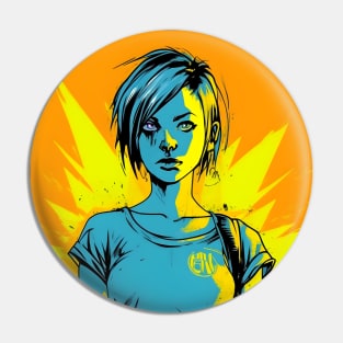 Apacolyptic Girl, Comic Book Style Pin