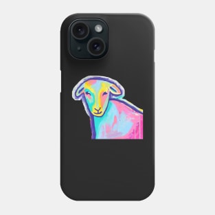 Bright abstract sheep painting mixed media Phone Case