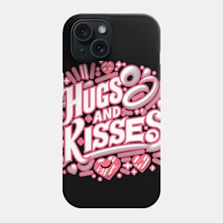 Hugs and Kisses Typography - Cute Valentine’s Day Pink and cuteLetter Design Phone Case