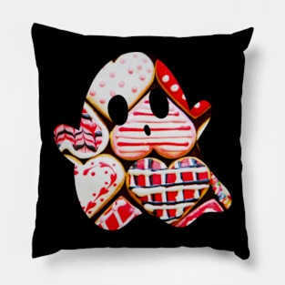 Valentines Heart Cookies Ghost Pillow